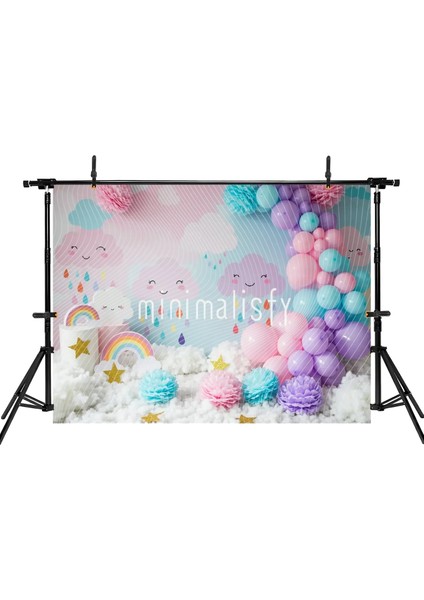 Renkli Bulutlar ve Gökkuşağı: Pastel Renklerle Dolu 200X150CM Arka Plan Stüdyo Fonu fiyatları
