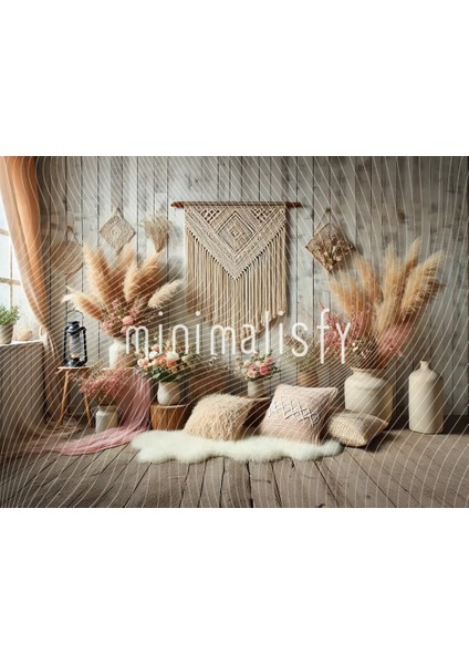 Modern Bohem Sıcak Tonlarla Dolu Arka Plan 200X150CM, Stüdyo Fonu