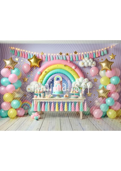 Renkli Balonlar ve Pastalarla Dolu Bir Parti Arka Planı, 200X150CM, Stüdyo Fonu