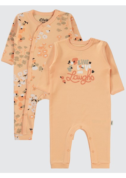 Kız Bebek Patiksiz Tulum 3-9 Ay Somon