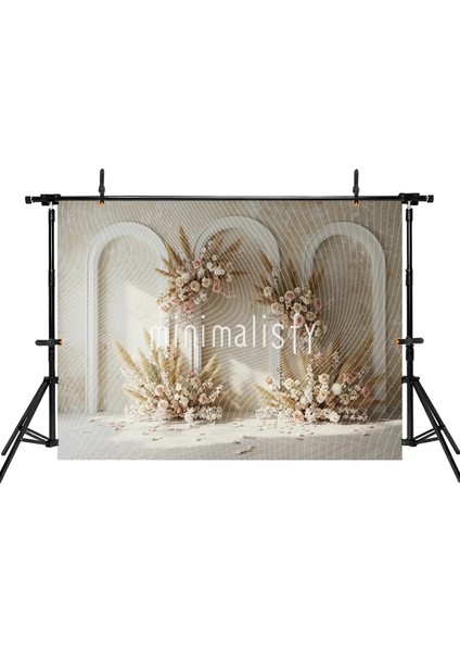 Şık Bir Arka Plan: Gül ve Pampas Ekinleriyle Dolu, 200X150CM Stüdyo Fonu