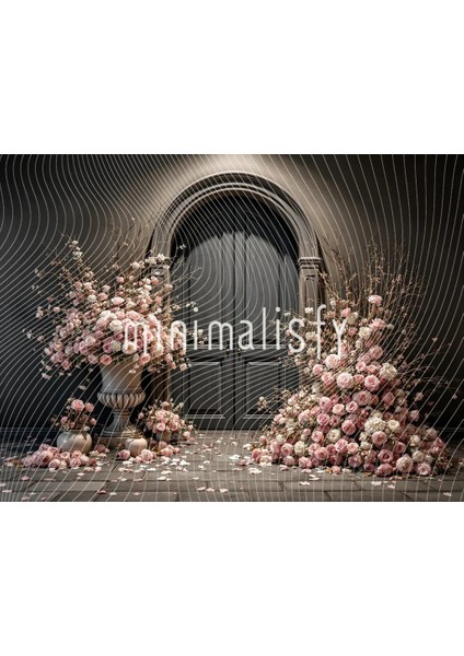 Romantik Pembe Güller ve Zarif Kapı Arka Plan, 200X150CM, Stüdyo Fonu