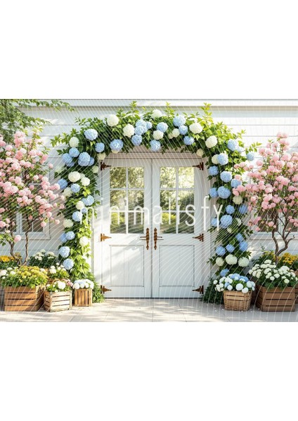 Büyüleyici Arka Plan: Renkli Çiçeklerle Dolu Bahçe Manzarası 200X150CM, Stüdyo Fonu