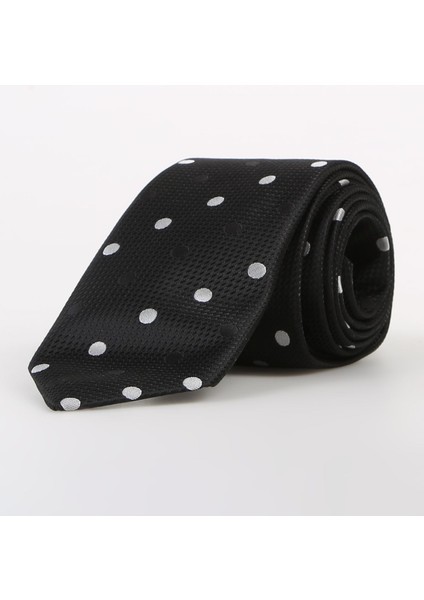 Siyah Erkek Kravat Dots Desenli Şık Tasarım Polyester Malzeme ile fiyatları