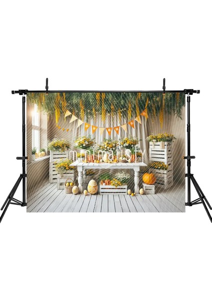 Canlı Renklerle Dolu Sarı-Beyaz Çiçekler Arka Plan 200X150CM, Stüdyo Fonu
