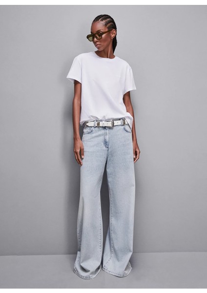 Yuvarlak Yaka Bej Kadın T-Shirt 8M1543