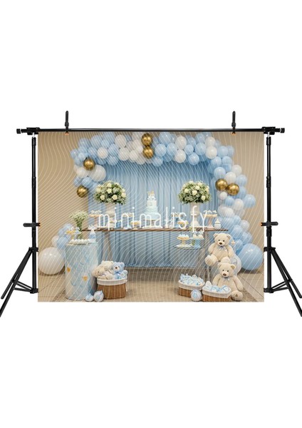 Mavi Balonlarla Süslenmiş Zarif Bir Bebek Partisi Arka Plan, 200X150CM, Stüdyo Fonu fiyatları
