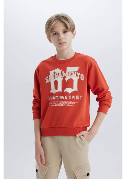 Erkek Çocuk Bisiklet Yaka Baskılı Sweatshirt D7712A825SP
