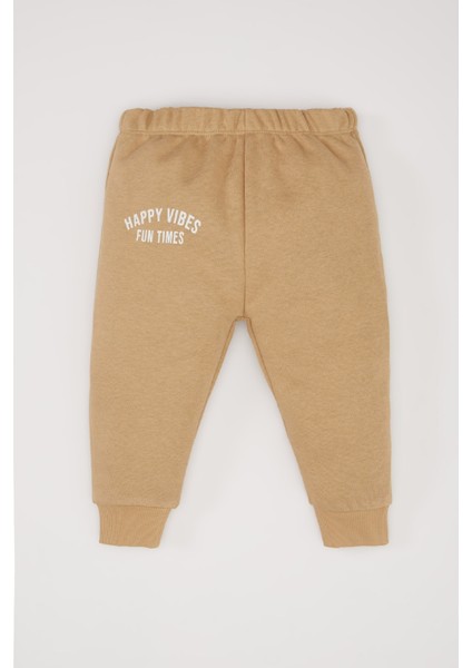 Erkek Bebek 2'li Takım Bisiklet Yaka Baskılı Sweatshirt Beli Lastikli Eşofman Altı D7907A525SP