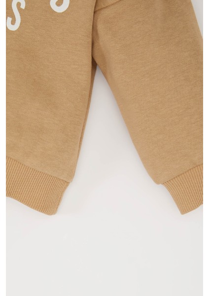 Erkek Bebek 2'li Takım Bisiklet Yaka Baskılı Sweatshirt Beli Lastikli Eşofman Altı D7907A525SP