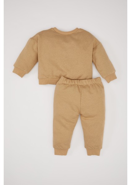 Erkek Bebek 2'li Takım Bisiklet Yaka Baskılı Sweatshirt Beli Lastikli Eşofman Altı D7907A525SP