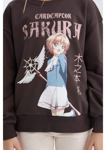 Kız Çocuk Sakura Oversize Geniş Kalıp Bisiklet Yaka Sweatshirt D2829A824WN indirimleri