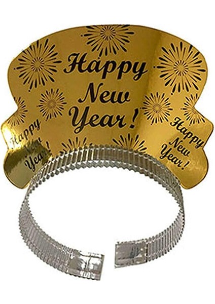 Gold Happy New Year Karton Taç 6'lı modelleri