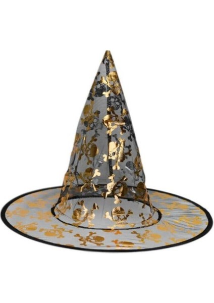 Halloween Büyük Şapka Gümüş Gold Kuru Kafa