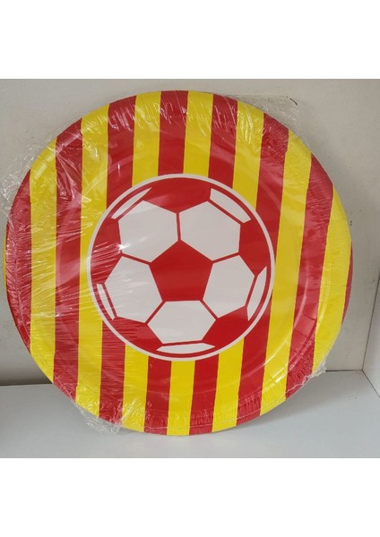 Sarı Kırmızı Top Desenli Karton Tabak - 23 cm - 8 Adet