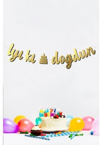 Iyiki Doğdun Gold Kaligrafi Banner modelleri