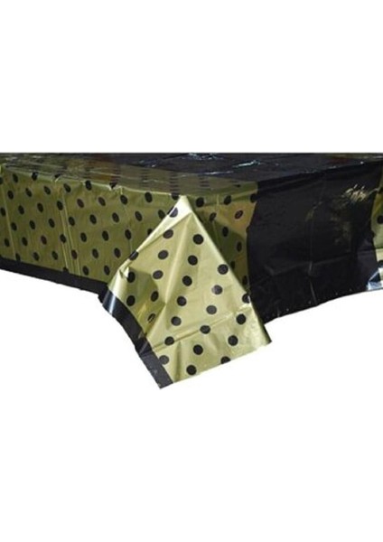 Masa Örtüsü Altın Üzeri Siyah Puantiyeli 120X180 cm