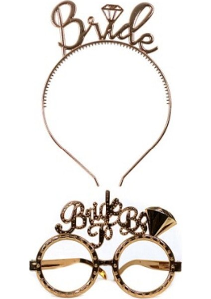 Bride Gözlük ve Taç Set Rose Gold