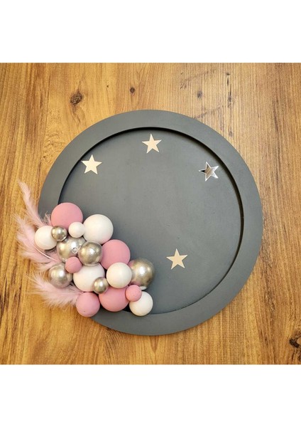 Toplu Eteksiz Yuvarlak Kapı Süsü Grıye Pembe (30*30)