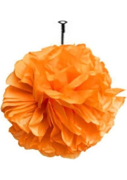 Pelur Kağıt Turuncu Renkli Ponpon Çiçek Dekoratif Asma Süs