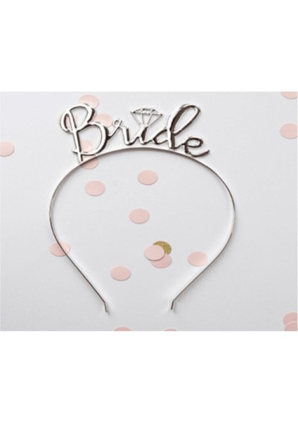 Bride Yazılı Metal Taç Gümüş Renkli Gri Renginde Bekarlığa Veda Partisi Konsepti Taç fırsatları