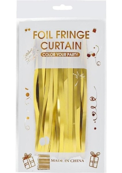 Metalize Arka Fon Kapı Perdesi Gold Renk 100X200 cm