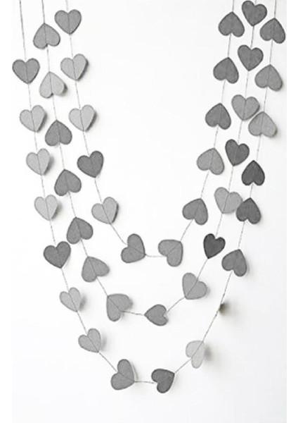 Gümüş Asmalı Kalp Tavan Süsleme Ipli Sarkıt Süs