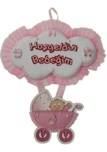 Hoşgeldin Bebeğim Bebek Kapı Süsü Pembe