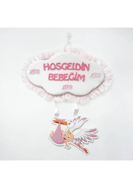 Hoşgeldin Bebeğim Bebek Kapı Süsü Pembe