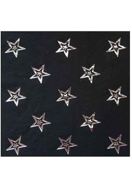 Sılver Yıldız Baskılı Siyah Peçete 33 x 33 cm (16AD)
