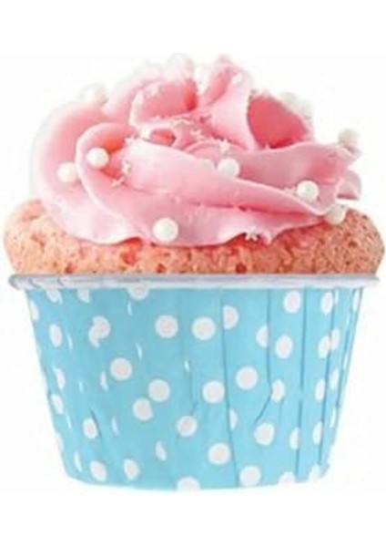 Mavi Puantiyeli 50'li Kek Kalıbı Fırında Dağılmayan 7 x 3.5 cm Muffin Kalıbı Cupcake Stand Kapsülü modelleri