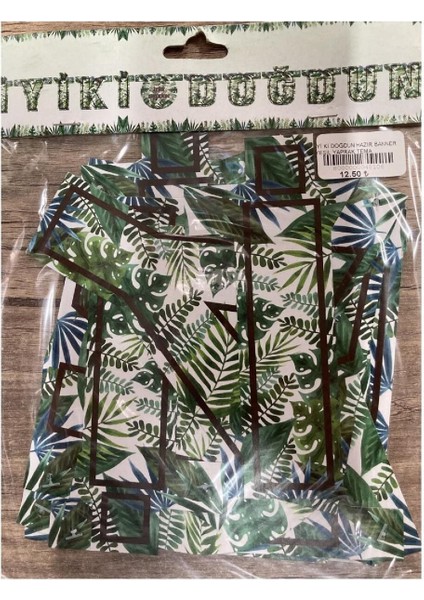 Safari Yaprak Desenli Iyiki Doğdun Harf Banner