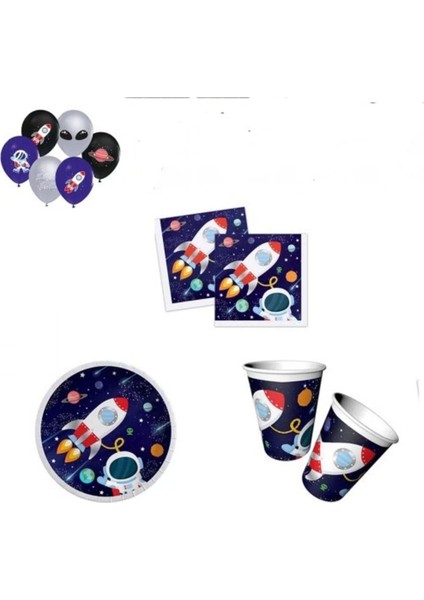 Kozmik Galaksi Uzay Temalı Doğum Günü Parti Seti 8 Kişilik Uzay Temalı Parti Seti