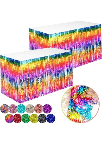 Metalize Masa Eteği Renkli Gökkuşağı 100X200 cm Unicorn