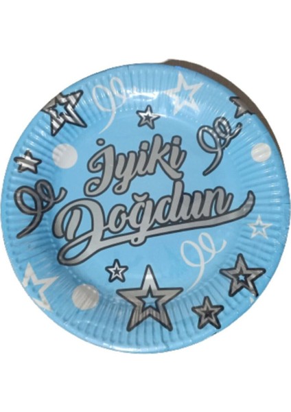 Iyiki Doğdun Mavi Karton Tabak 8 Li Parti Malzemeleri