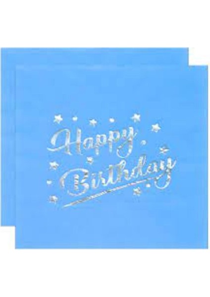 Beyaz Yaldızlı Gümüş Varaklı Happy Birthday Baskılı Sunumluk Peçete 16 Adet Doğum Günü Parti fiyatları