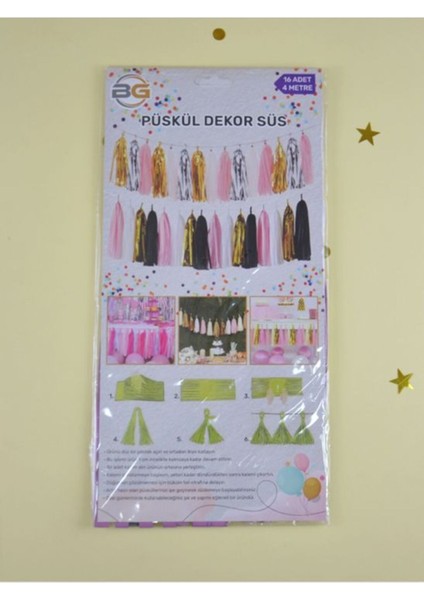 Püskül Dekor Süs Mavi Gümüş