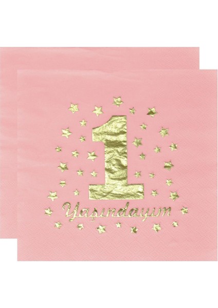 Mavi Yaldızlı Gümüş Varaklı 1 Yaşındayım Baskılı Sunumluk Peçete 16 Adet Doğum Günü Parti Konsepti fiyatları