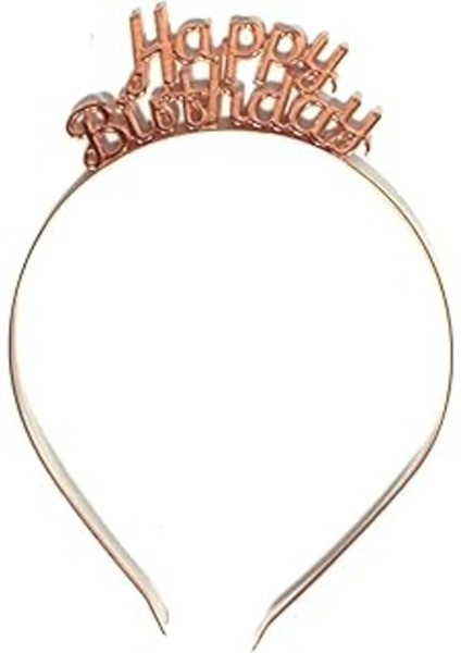 1 Adet Rose Gold Happy Birthday Yazılı Metal Parti Tacı