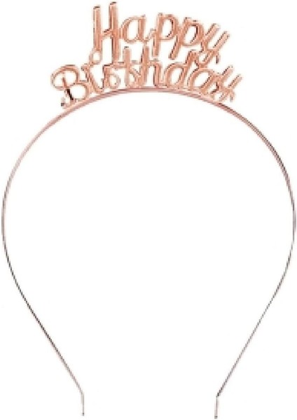Happy Bırthday Metal Taç Rose Gold