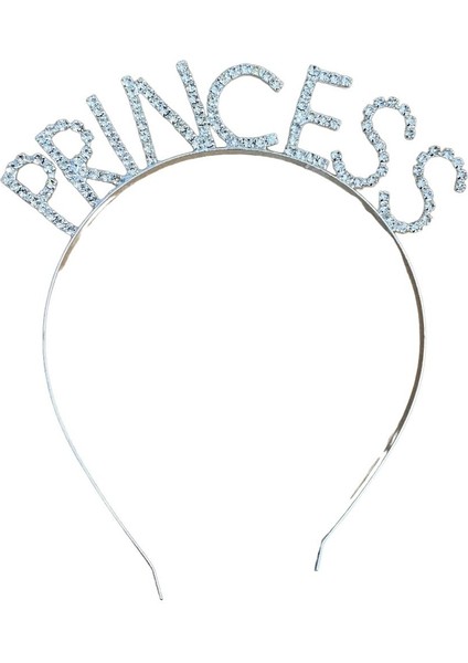 Prenses Taşlı Taç Gümüş