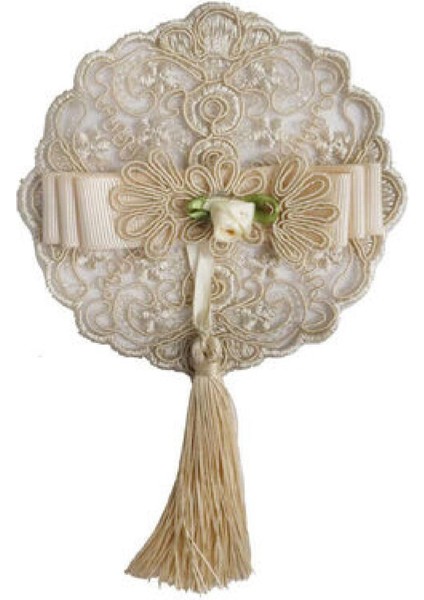 Fiyonk Dantelli Püsküllü 10 cm Krem