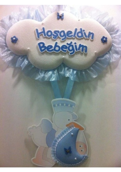 Hoşgeldin Bebeğim Bebek Kapı Süsü Mavi