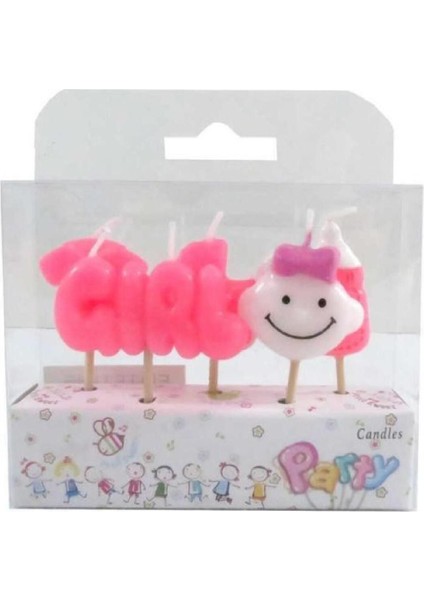 Kız Çocuk Girl Yazılı Pasta Süsü Mumu