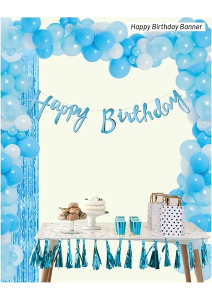 Happy Birthday Kaligrafili Banner Mavi