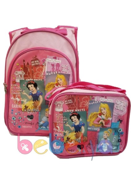 Prensesler Lisanslı Okul Sırt Çantası ve Beslenme Çantası Seti