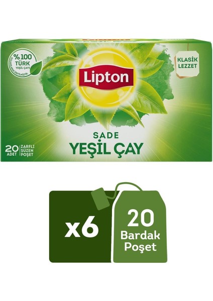 Yeşil Bardak Poşet Sade 20'li x 6 Adet