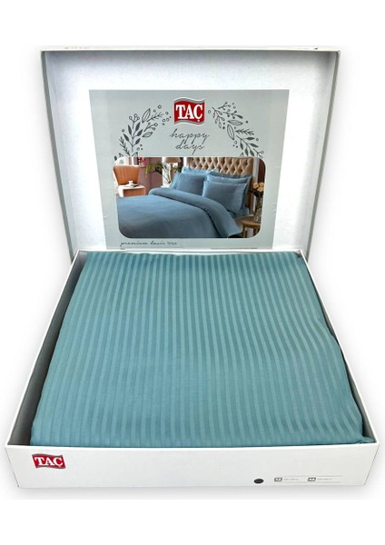Premium Basic Çift Kişilik Stripe Pamuk Saten Nevresim Takımı - Antrasit