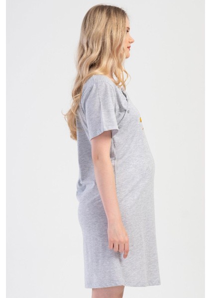 Kadın Kısa Kol Hamile & Lohusa Gri Melanj Gecelik C1T9N0O104 fiyatları