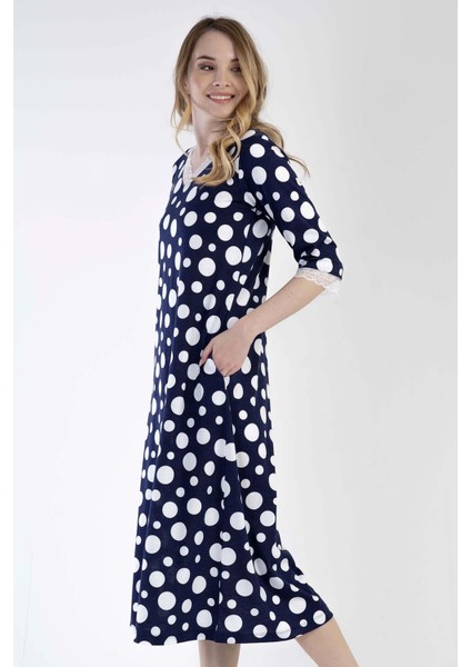 Kadın Kapri Kol İndigo Elbise C7T0N0O303